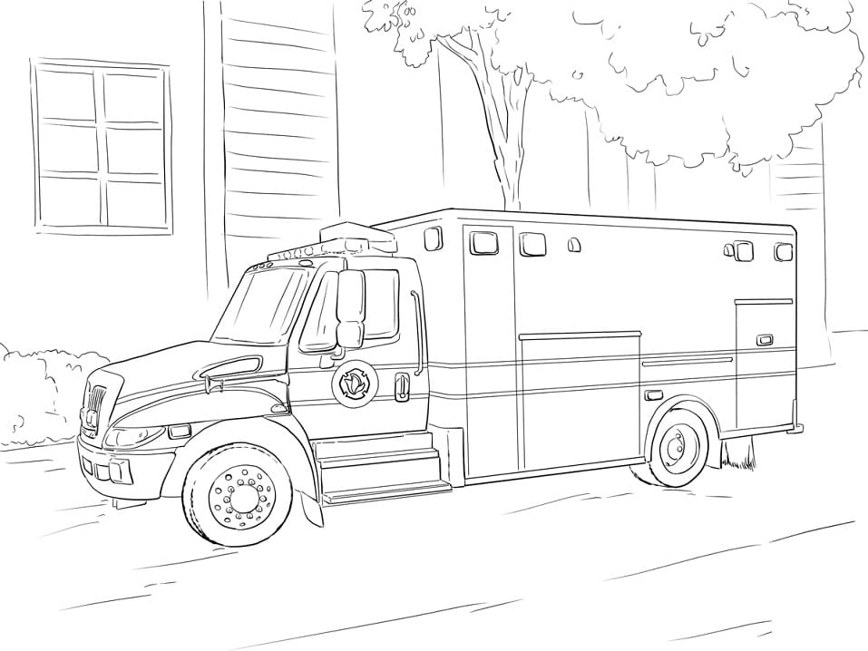 Desenho ambulância Livro Para Pintar