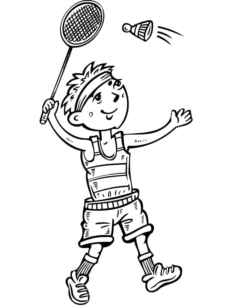 Desenho Jogando Badminton 2 Para Colorir