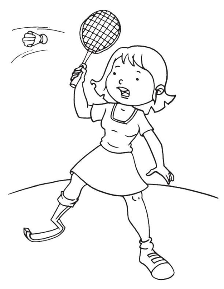 Desenho Menina Jogando Badminton 1 Para Colorir