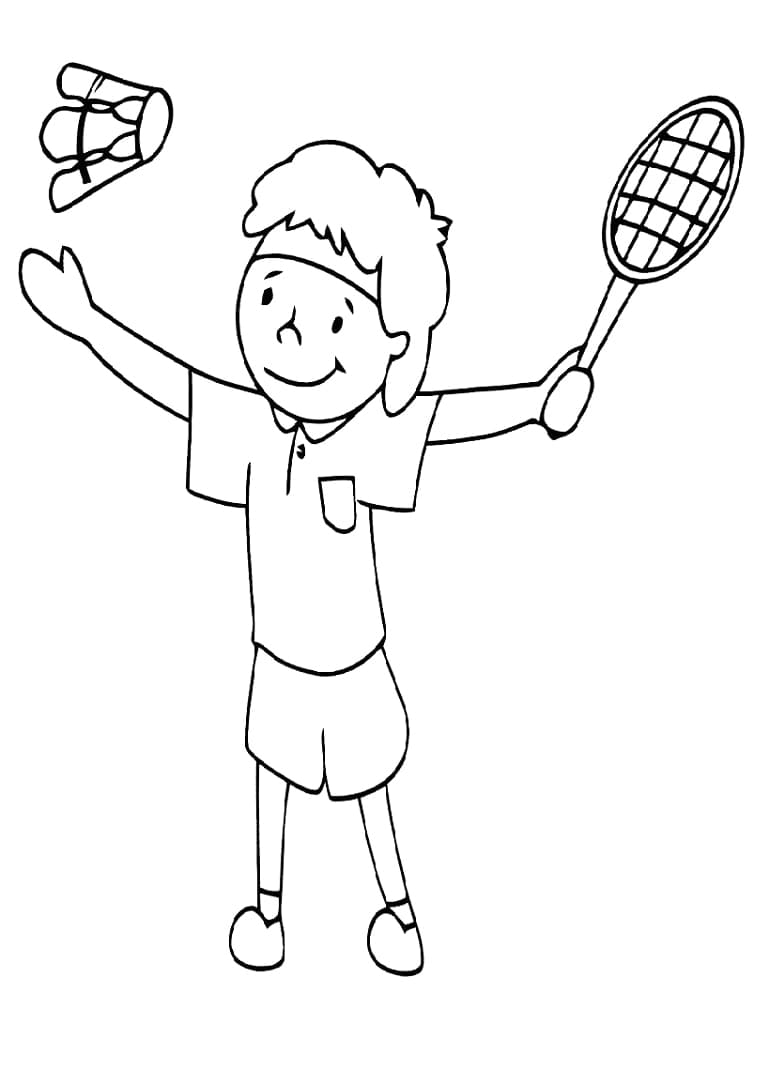 Desenho Menino Jogando Badminton 1 Para Colorir