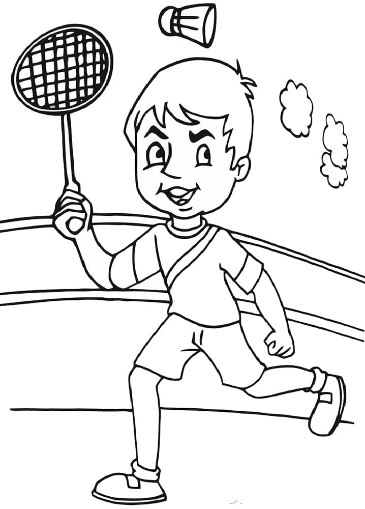 Desenho Menino Jogando Badminton 2 Para Colorir