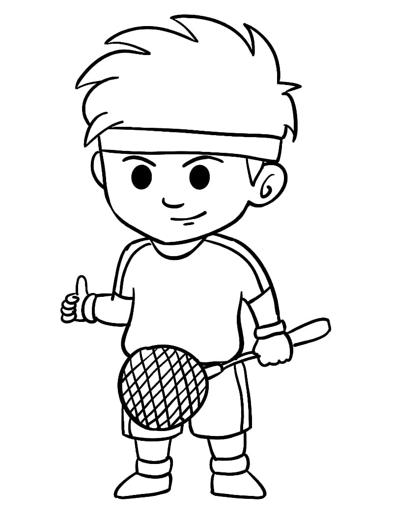 Desenho Menino Jogando Badminton 3 Para Colorir