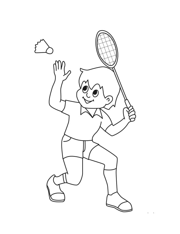 Desenho Menino Jogando Badminton Para Colorir