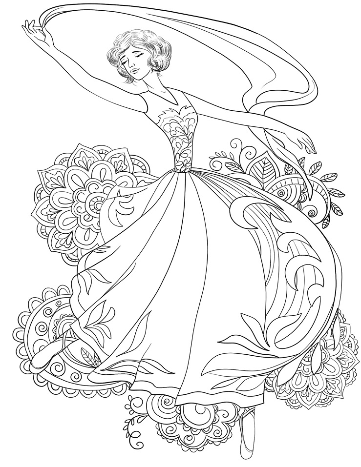 Baixar Desenho De Bela Bailarina dançando Para Pintar