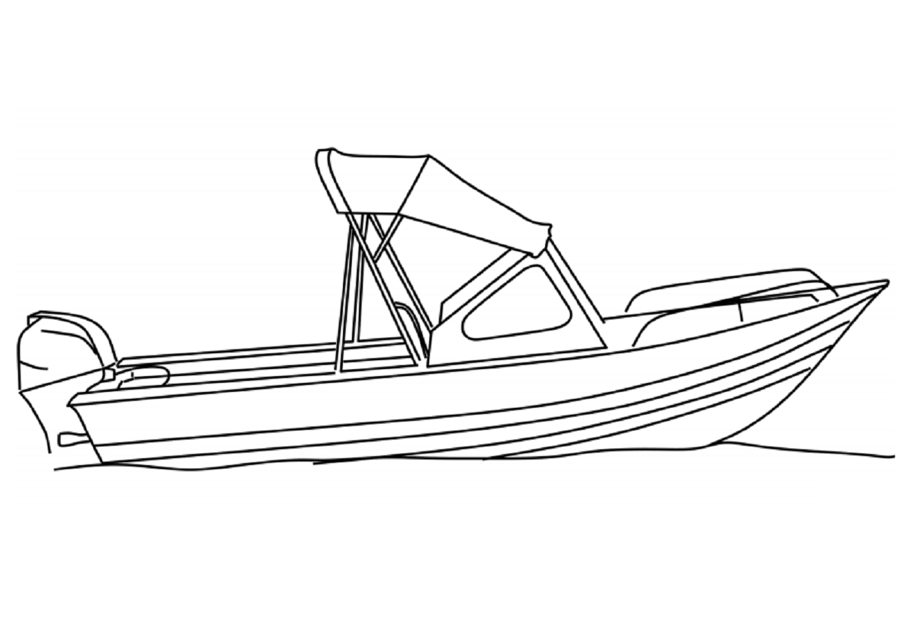 Desenho Barco De pescá A4 Para Colorir