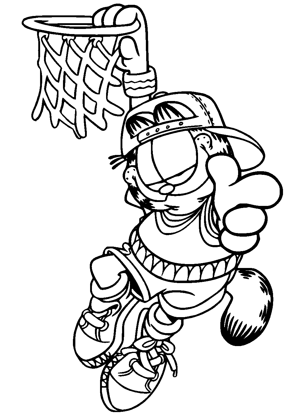 Desenho Garfield Jogando Basquete Para Colorir