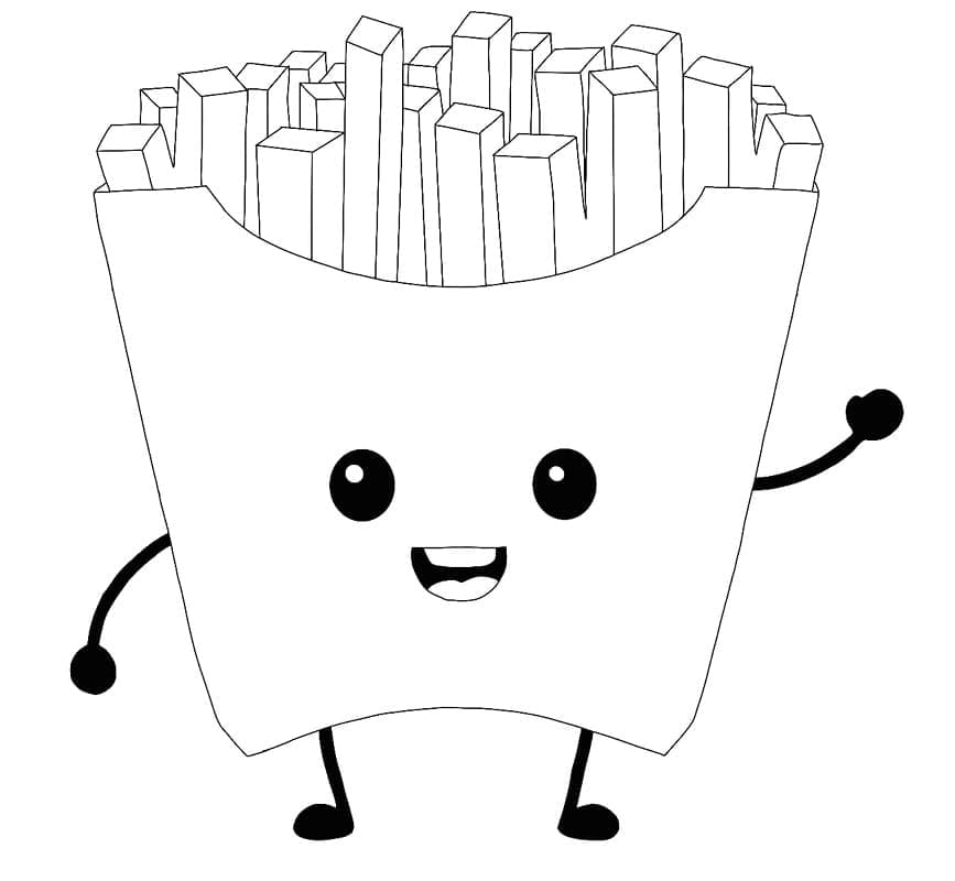 Desenho Batata fritá Kawaii Para Colorir