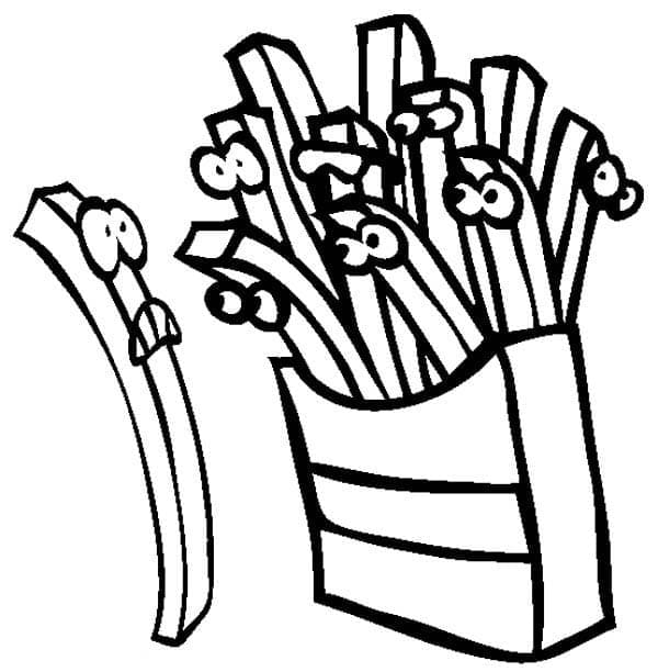 Desenho Batatas Fritas Engracadas Para Colorir