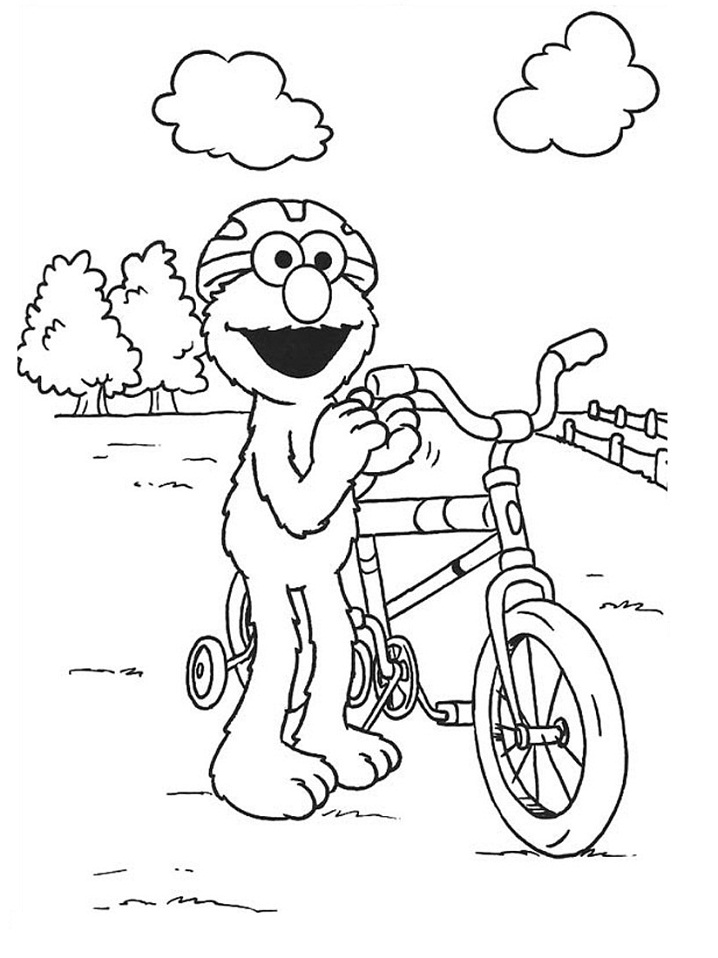 Desenho bebê Elmo De Bicicleta Para Colorir
