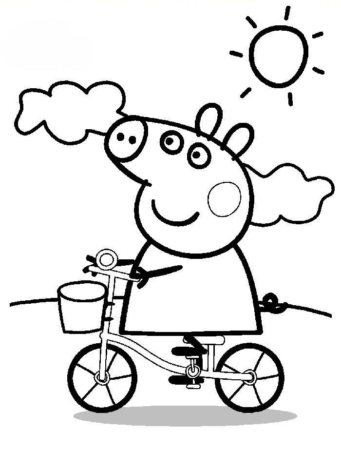 Desenho Da Peppa Pig De Bicicleta Para Colorir