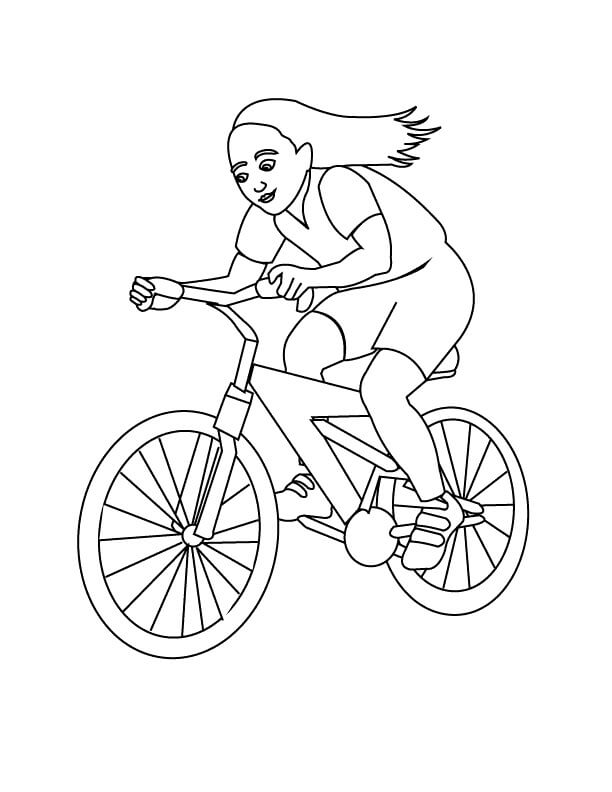 Desenho Menina Andando De Bicicleta Para Colorir 1