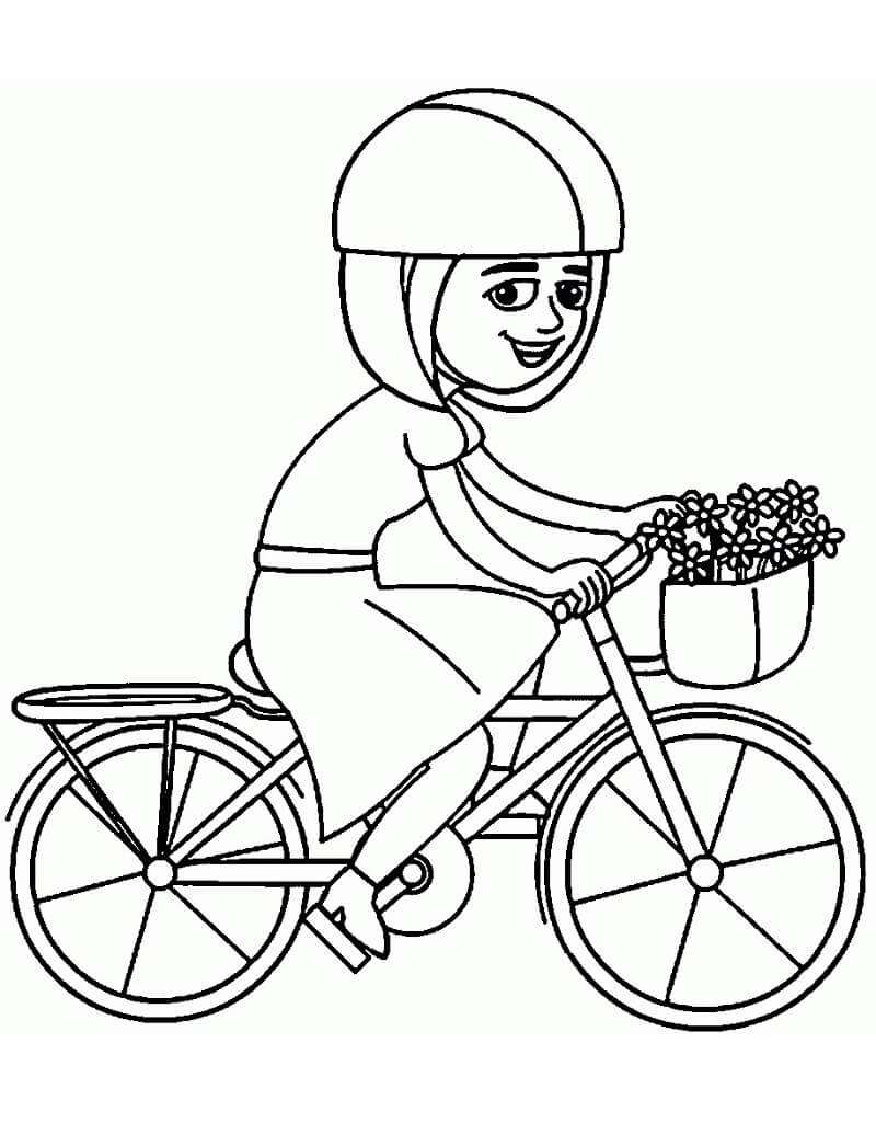 Desenho Menina Andando De Bicicleta Para Colorir 2