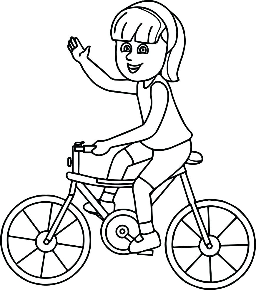 Desenho Menina Andando De Bicicleta Para Imprimir e Colorir