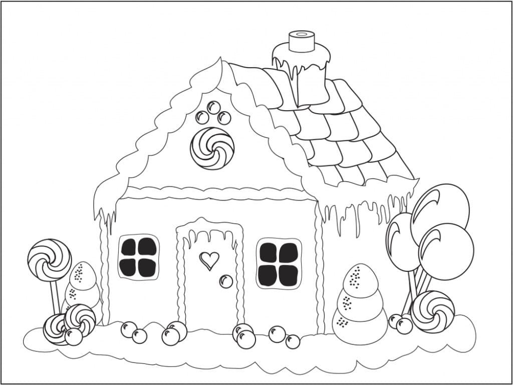 Desenho De casa De Gengibre 1 Para Colorir
