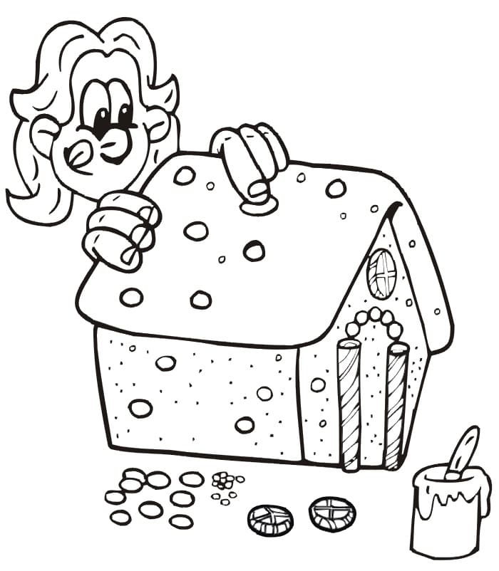 Desenho De Deliciosa casa De Gengibre Para Colorir