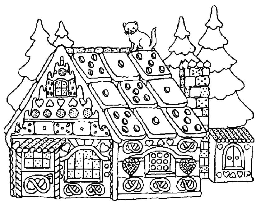 Desenho De Grande casa De Gengibre Para Colorir