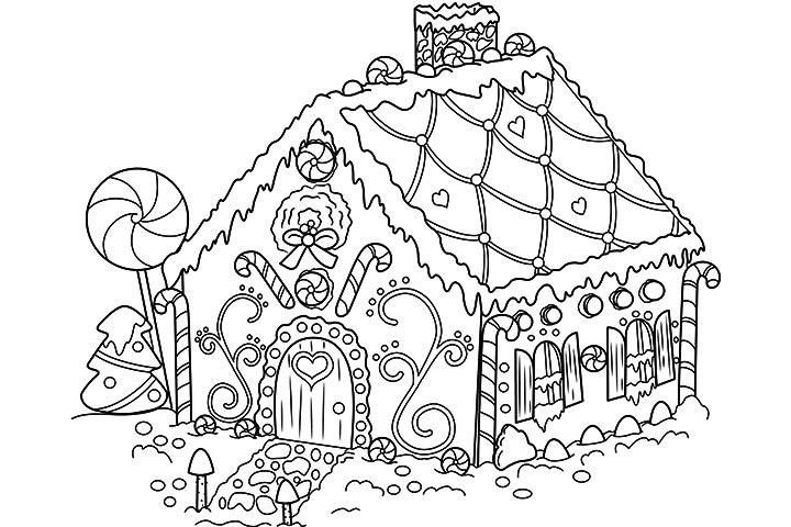 Linda casa De Biscoito De Gengibre Para Pintar grátis