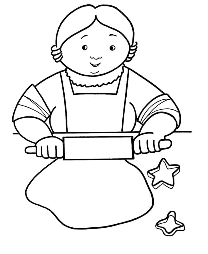 Desenho Fazendo Biscoitos Para Colorir
