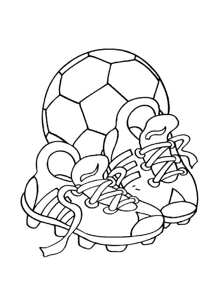 Desenho De Bola De Futebol e Sapatos Para Colorir