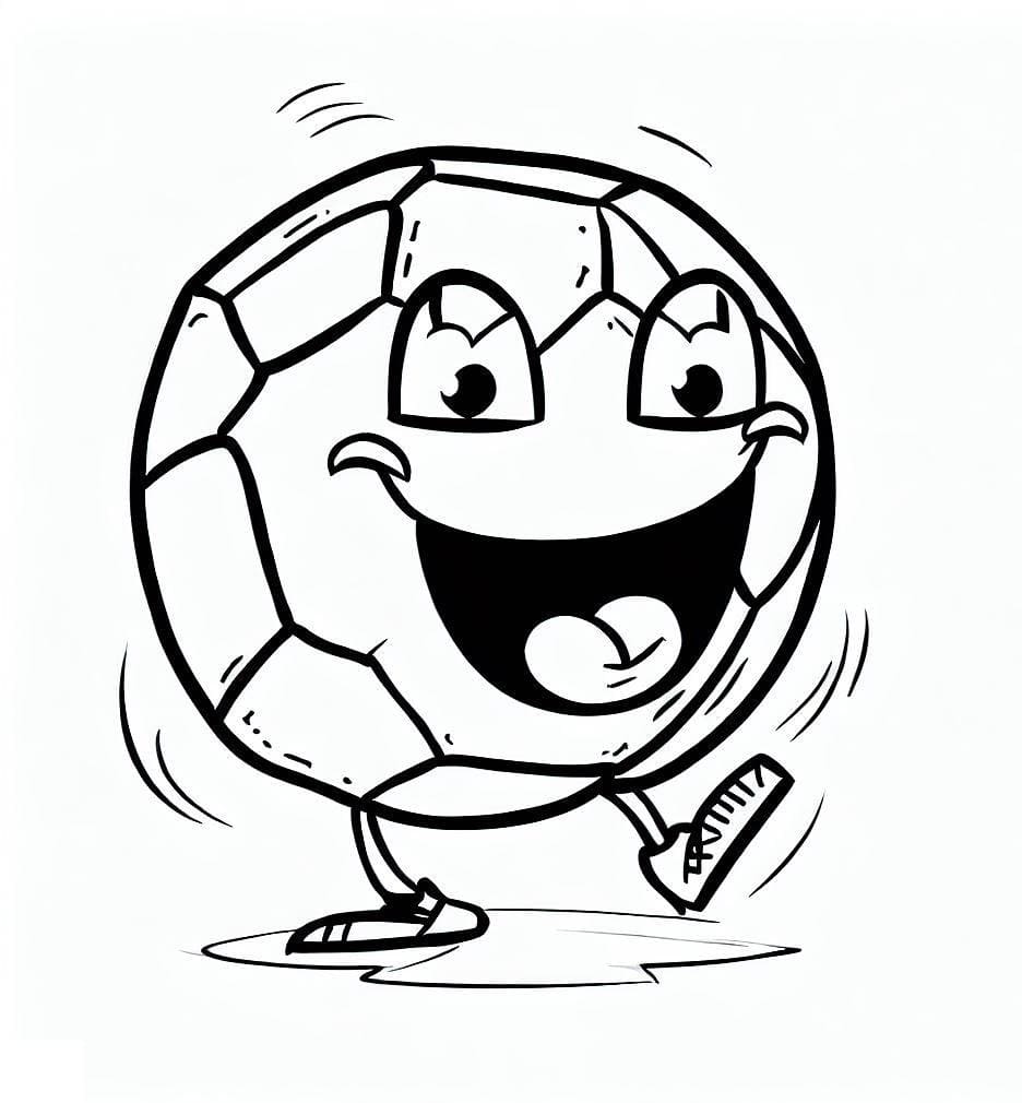 Desenho De Bola De Futebol Sorridente Para Colorir