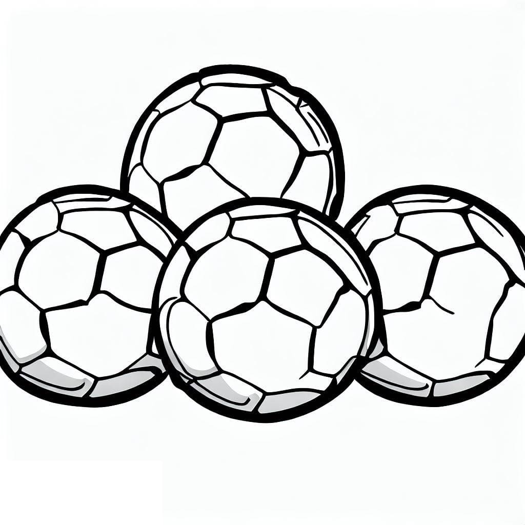 Desenho De Quatro Bolas De Futebol Para Colorir