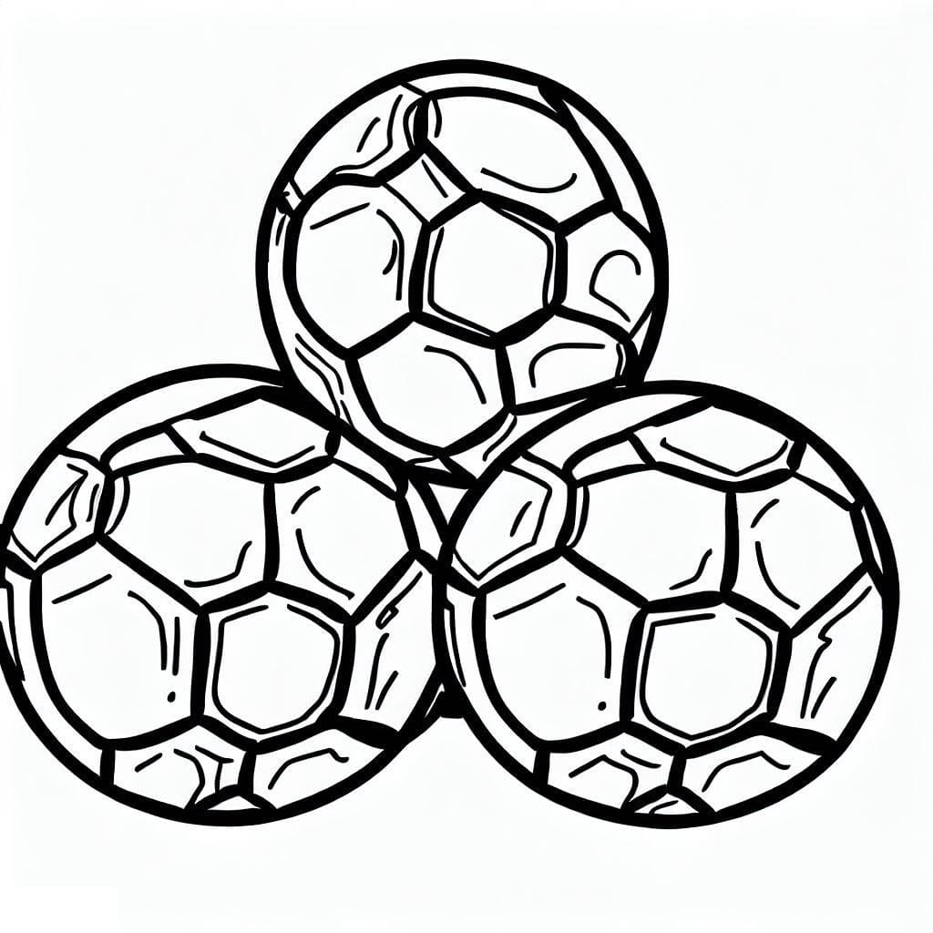 Desenho De três Bolas De Futebol Para Colorir