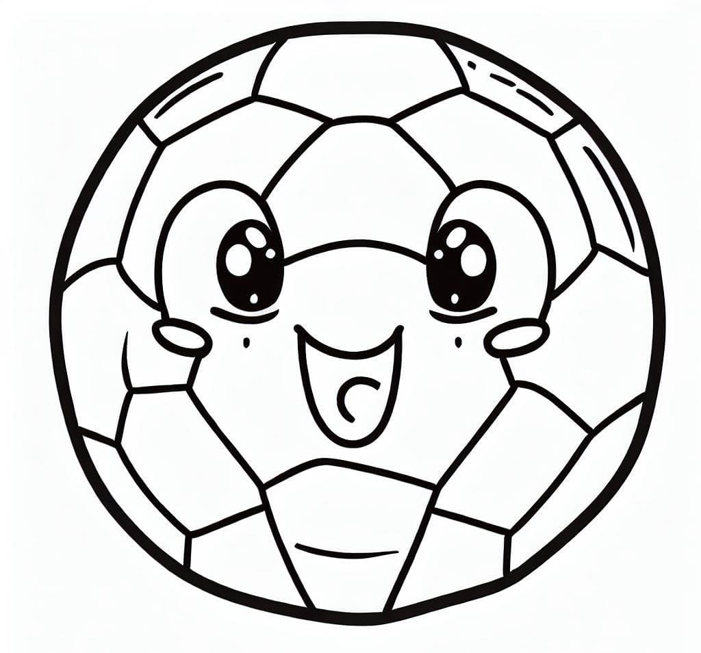 Desenho De Uma Bola De Futebol Fofa Para Colorir