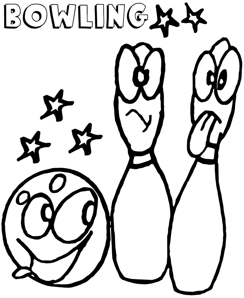 Desenho Animado De Pinos e Bola De Basquete Para Colorir
