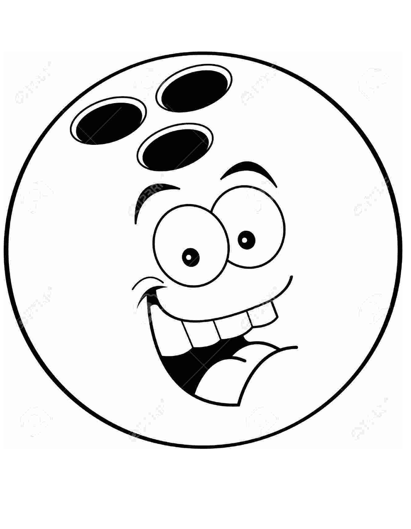 Desenho De Bola De Boliche Com Rosto Feliz Para Colorir