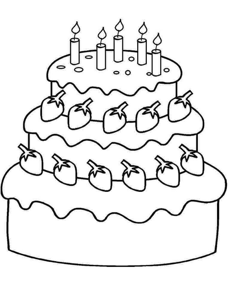 Desenho Bolo De aniversário Para Colorir 2