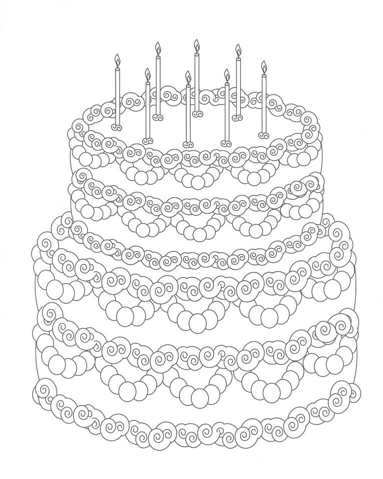 Desenho Bolo De aniversário Para Colorir 3