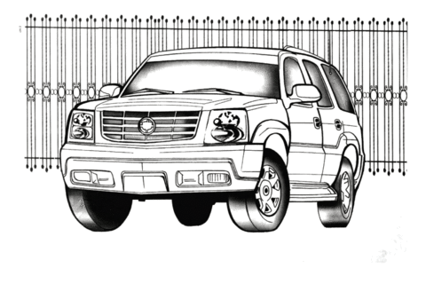 Desenho de Lindo Cadillac Escalade Estacionado