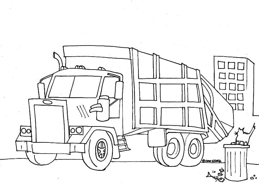 Desenho caminhão De Lixo Livro Para Pintar