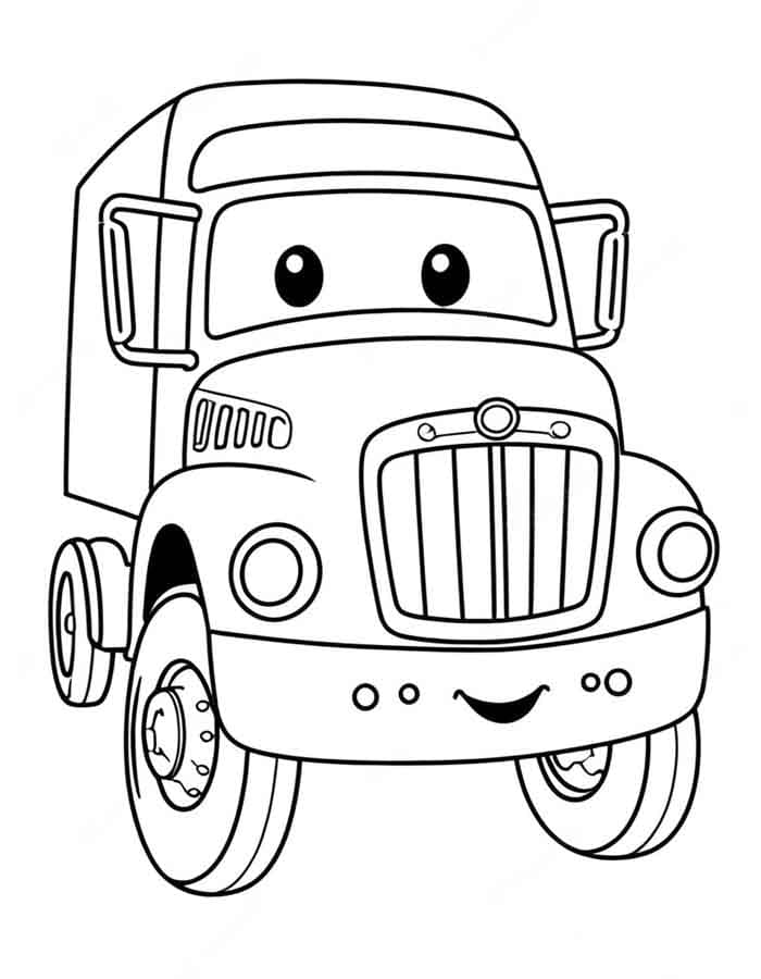 Desenho De caminhão engraçado Para Colorir