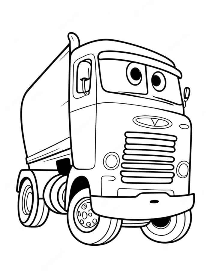 Desenho De Um caminhão engraçado Para Colorir