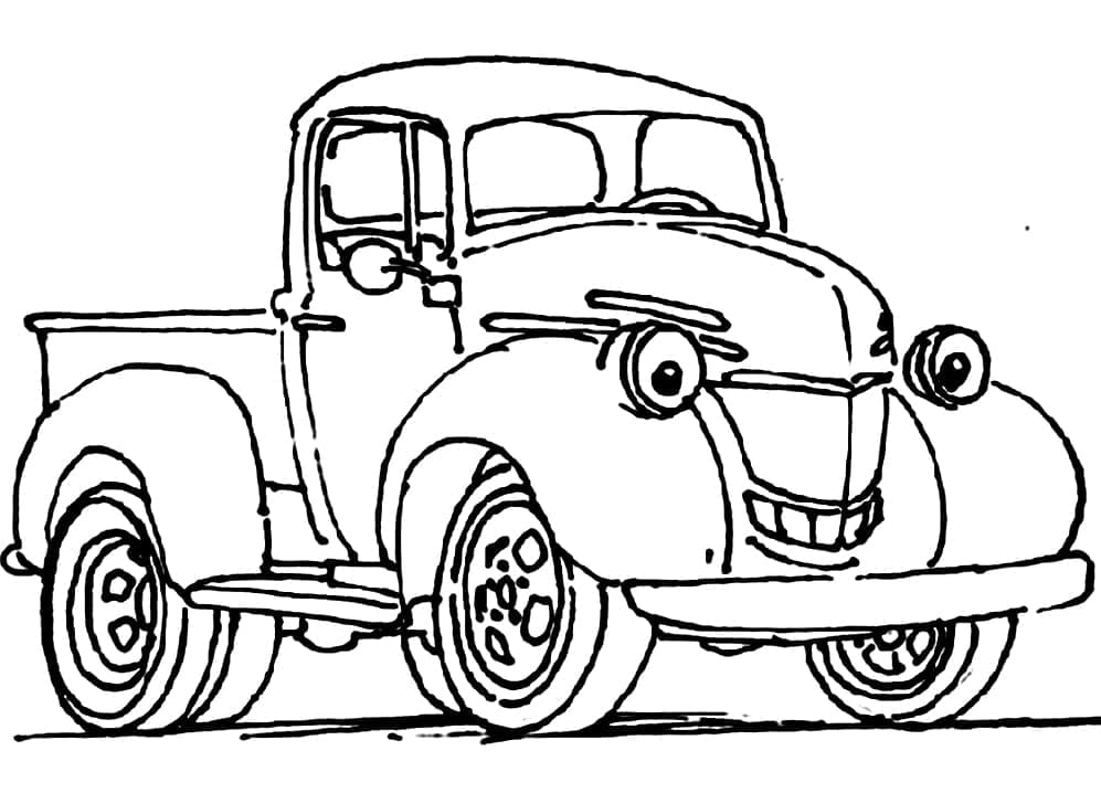 Desenho De Caminhonete Animada Para Colorir