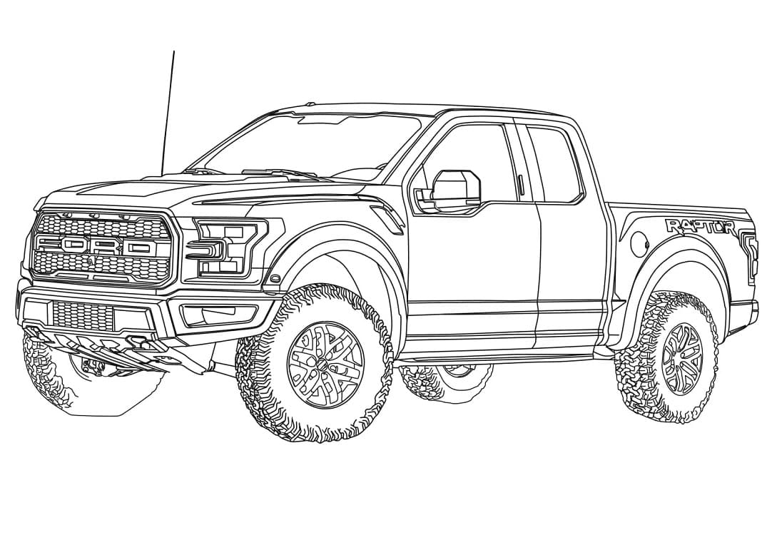 Desenho De Caminhonete Ford Raptor Para Colorir