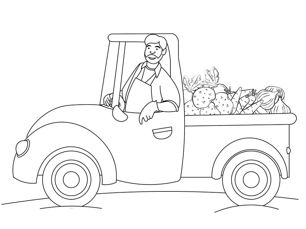 Desenho De Dirigindo Caminhonete Para Colorir