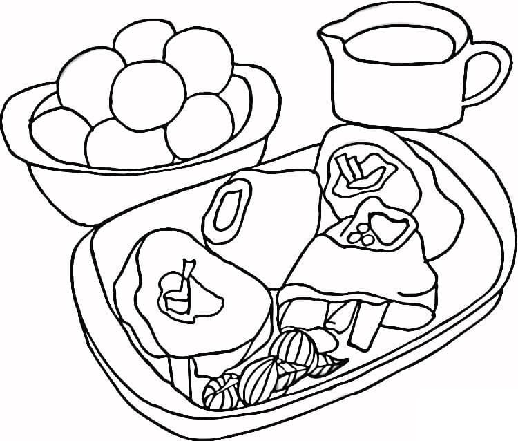 Desenho Bife Com Batatas Para Colorir