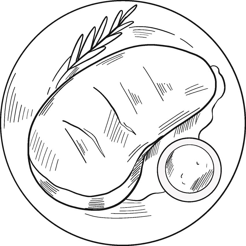 Desenho Bife Delicioso Em Prato Decorado Para Colorir