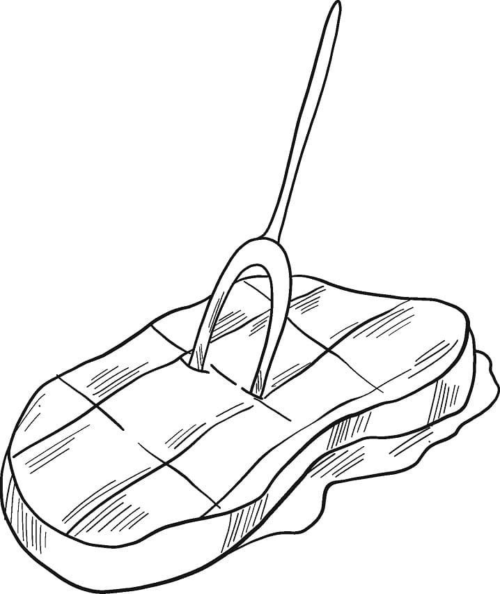 Desenho Bife Delicioso Espetado Por Garfo Para Colorir