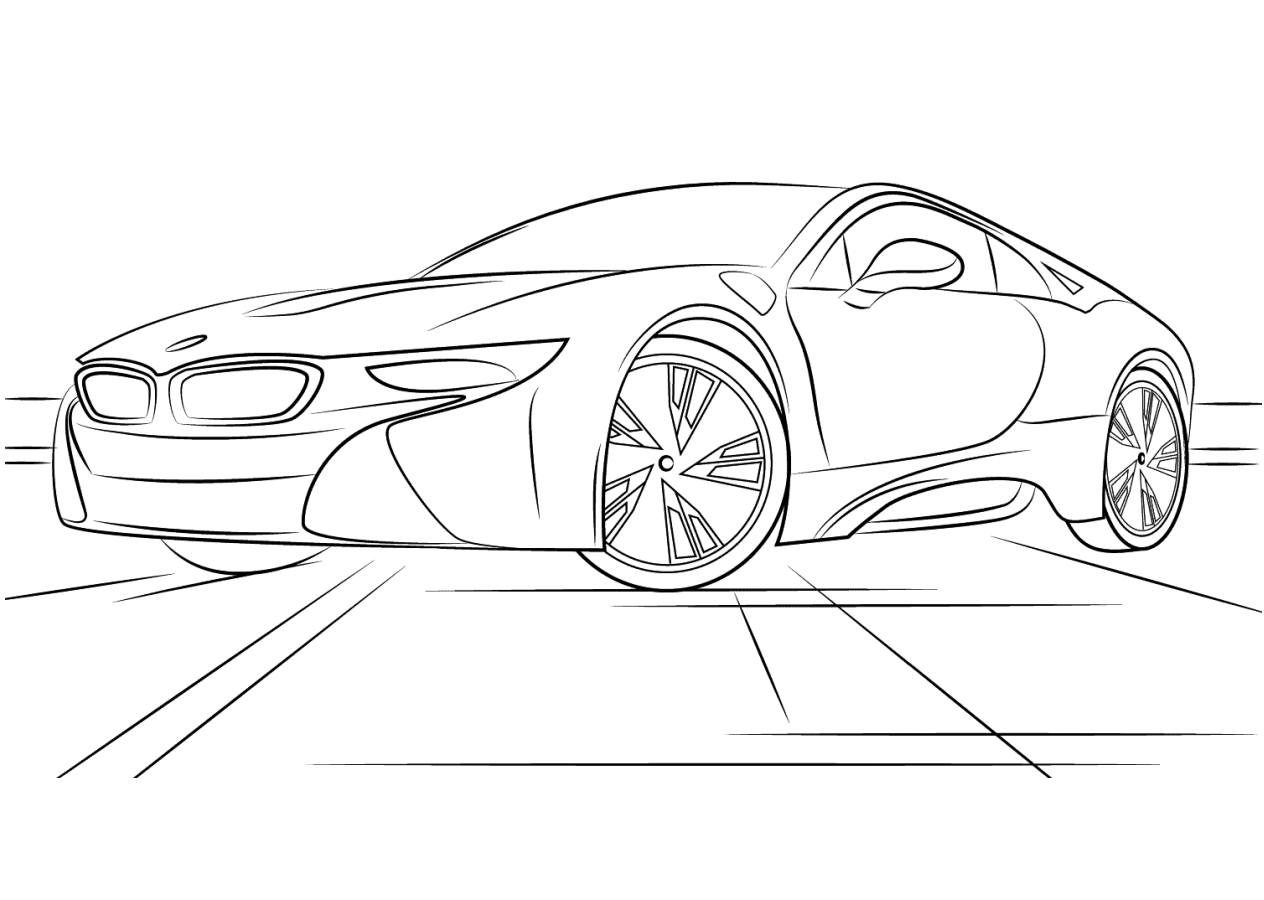 Desenho De veículo Bmw I8 Para Colorir e Imprimir
