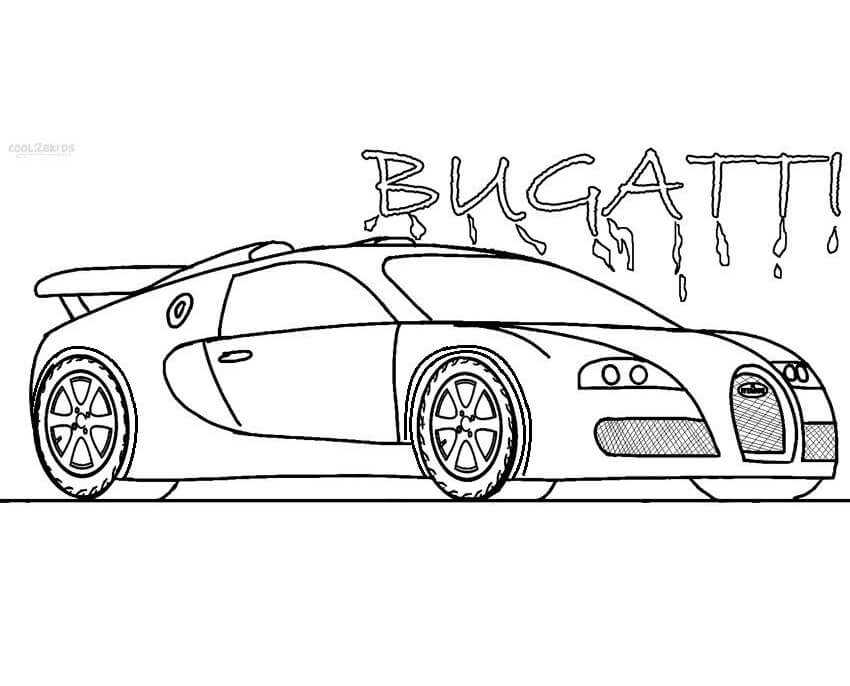 Lindo Desenho De Carro Bugatti Para Colorir