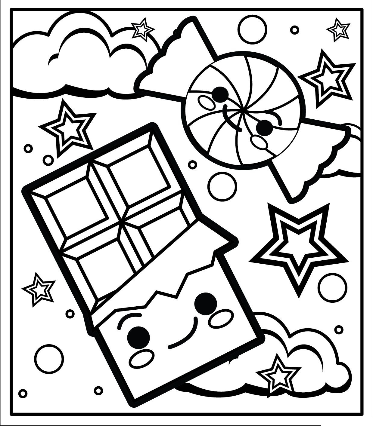 Desenho De Saborosos Chocolates Kawaii Para Pintar grátis
