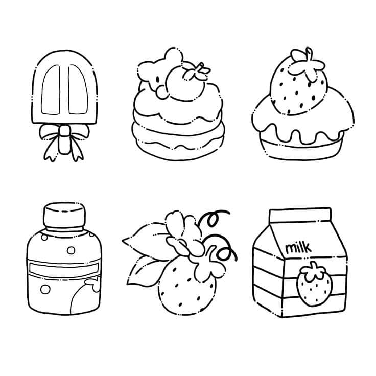 Desenho De Adesivos Fofos Para Colorir