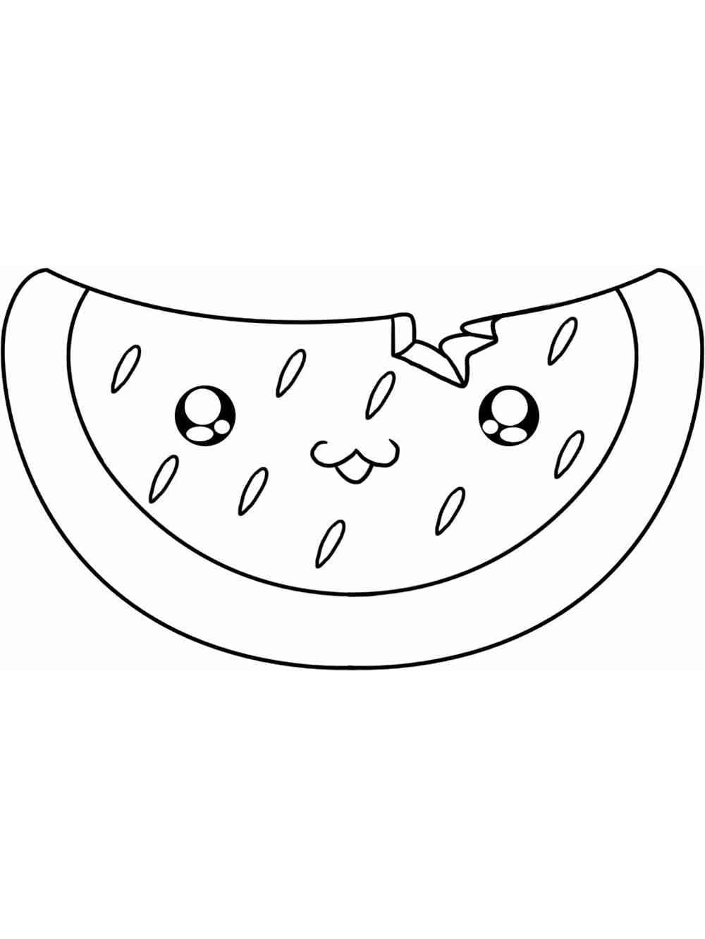 Desenho De fatiá De Melancia Fofa Para Colorir