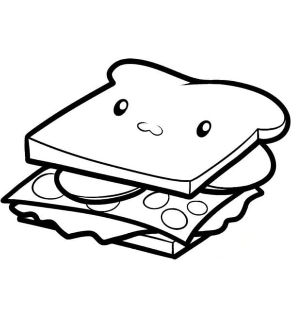 Desenho De sanduíche Fofo Para Colorir