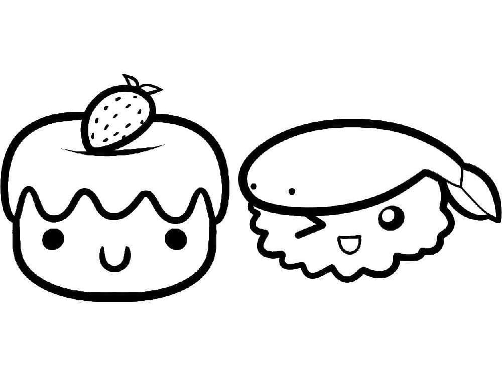 Desenho De Sushi Muito Fofo Para Colorir