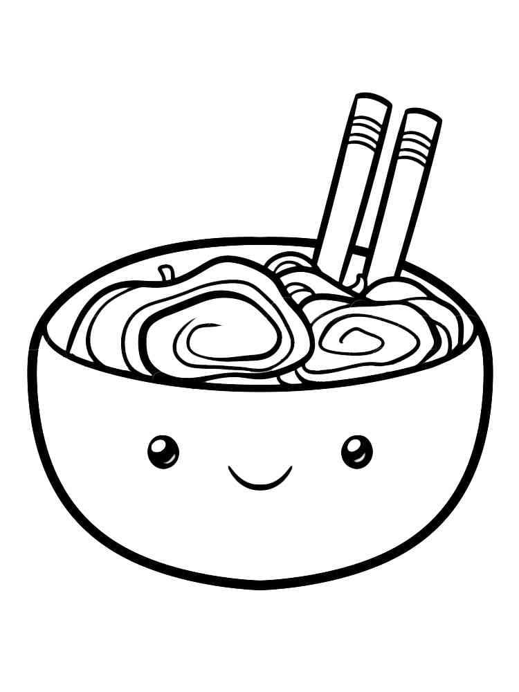 Desenho De Tigela De macarrão Fofa Para Colorir