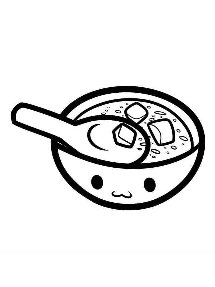 Desenho De Tigela De Sopa Fofa Para Colorir